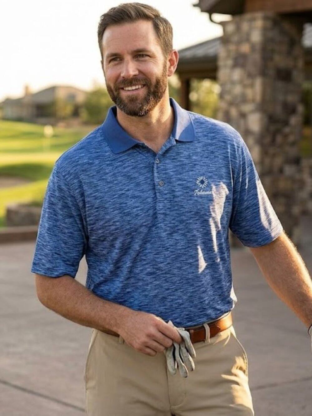TEHAMA Men's 100% Double Mercerized Cotton Polo Blue XL